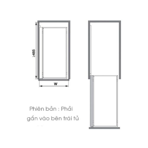 Kích thước bộ rổ Kéo Comfort II 400mm Phải Hafele 545.53.764