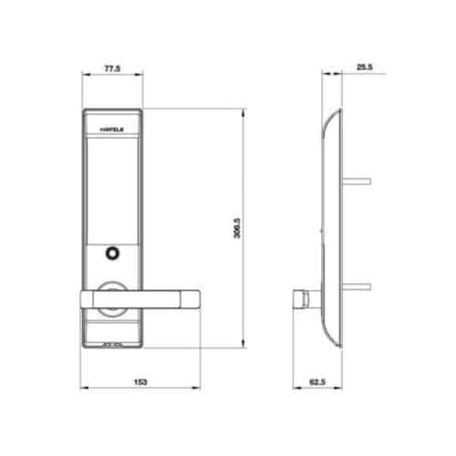 Kích thước Khóa cửa điện tử Hafele EL7900-TCB 912.05.646