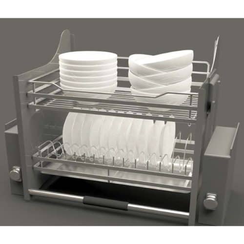 Ảnh thực tế rổ chén đĩa di động lướt dẹt LENTO Cucina 504.76.217 mạ chrome