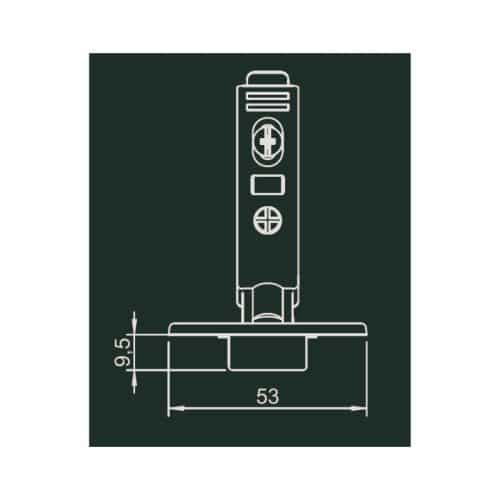 Kích thước bản lề Metalla SM 95 độ mini Hafele 311.04.440