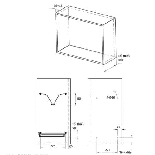 Kích thước rổ chén đĩa không khung PRESTO Cucina 544.40.025 Inox 304