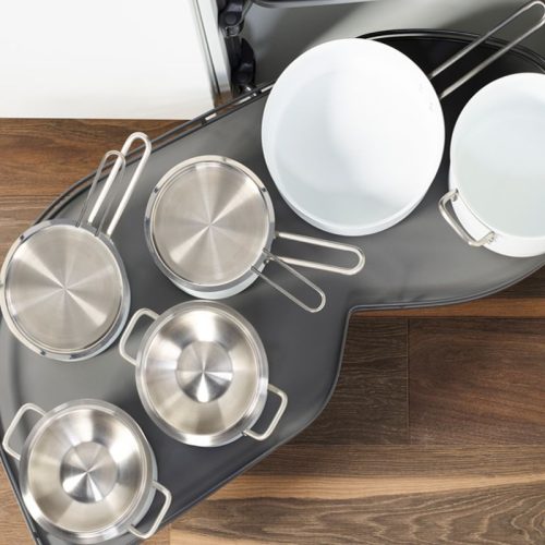 Hình ảnh rổ góc LeMans II 4 khay màu đen xoay phải Hafele 541.29.482