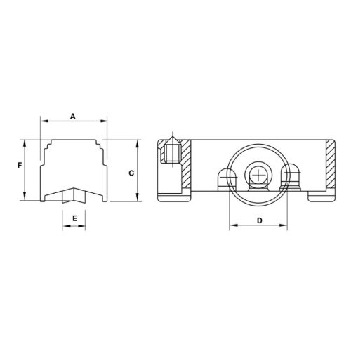 Kích thước bánh xe cửa trượt 1 con lăn 45Kg Hafele 972.05.068
