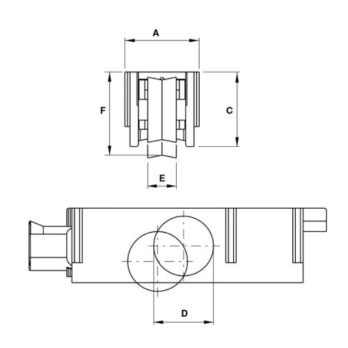 Kích thước bánh xe cửa trượt 1 Con Lăn 45Kg Hafele 972.05.222
