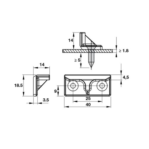 Kích thước điểm khóa cửa nhôm Hafele 972.05.090