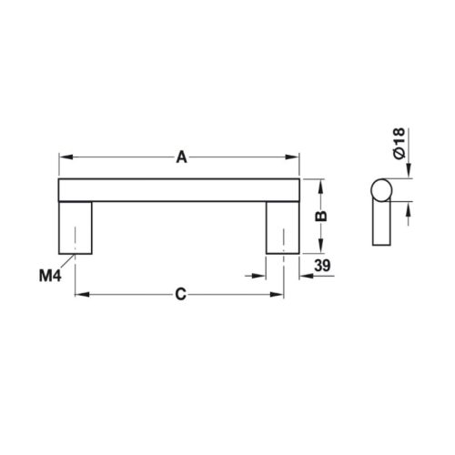 Kích thước tay nắm nhôm 167 mm Hafele 107.55.925