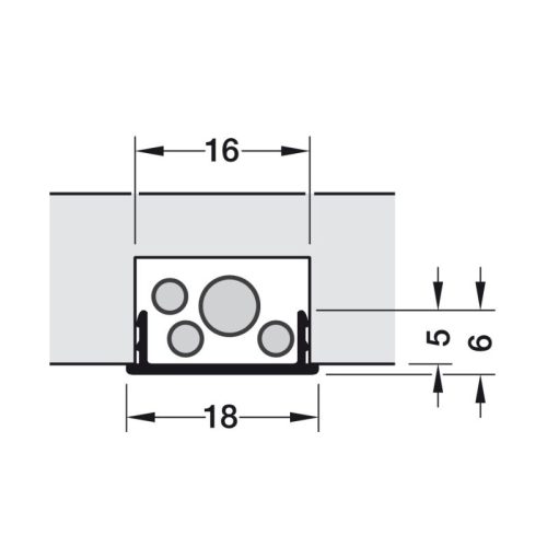 Kích thước thanh che dây điện đèn Led Hafele 833.74.796