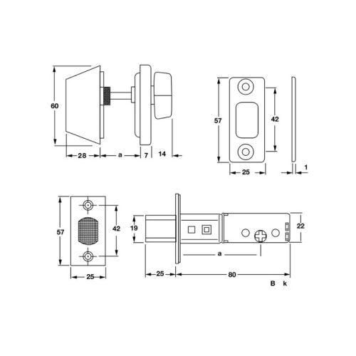 Thiết kế của khóa cóc 1 đầu chìa 1 đầu vặn loại nhỏ Hafele 911.22.395